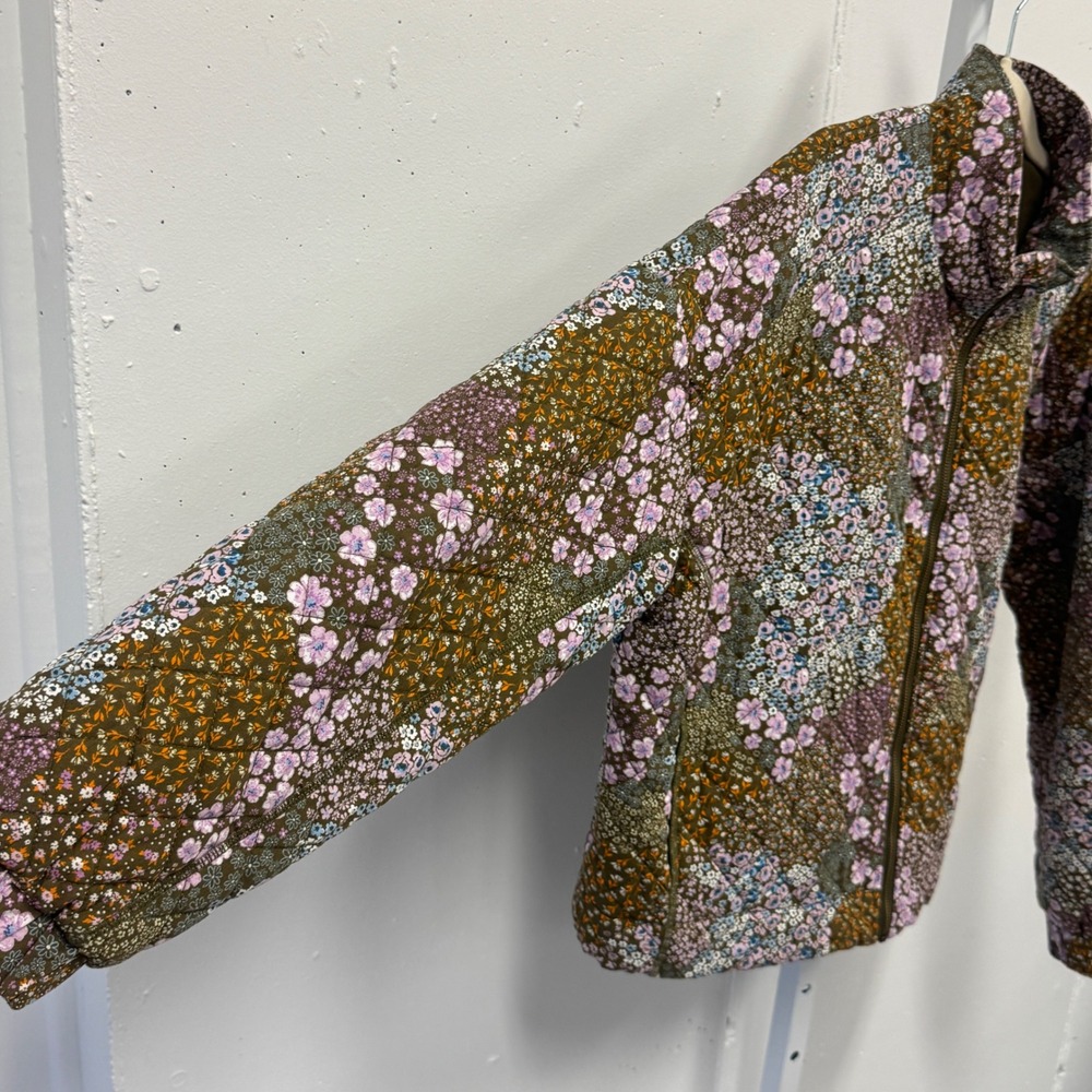 Sonoma Goods For Life Womens XL Floral Quilted Puffer Bomber Jacket Full Zip - Picture 7 of 11